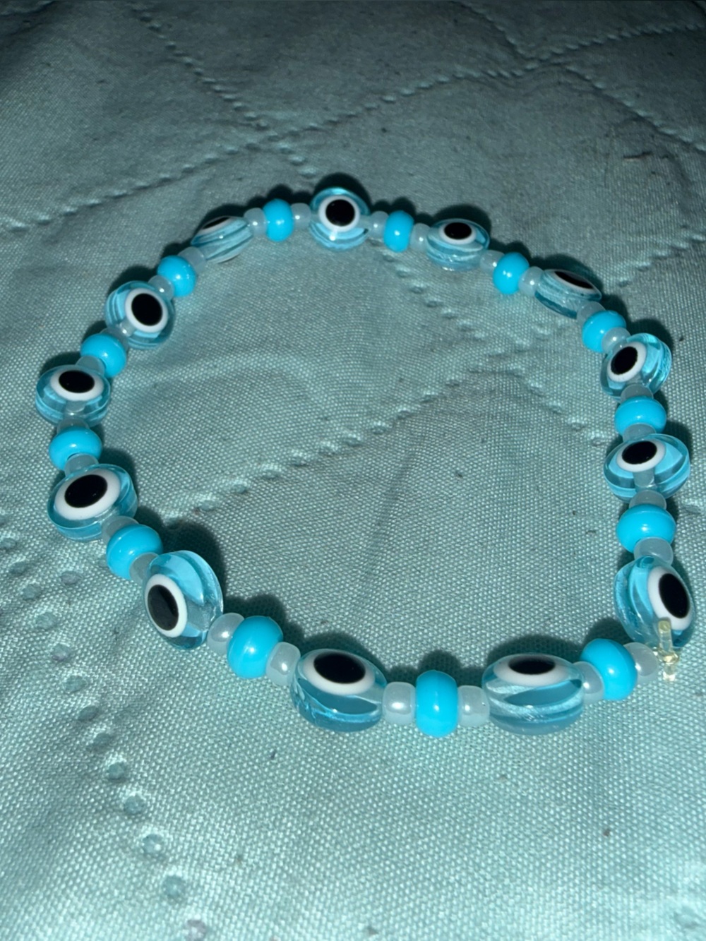 Turquoise Glass Evil Eye Beaded Bracelet